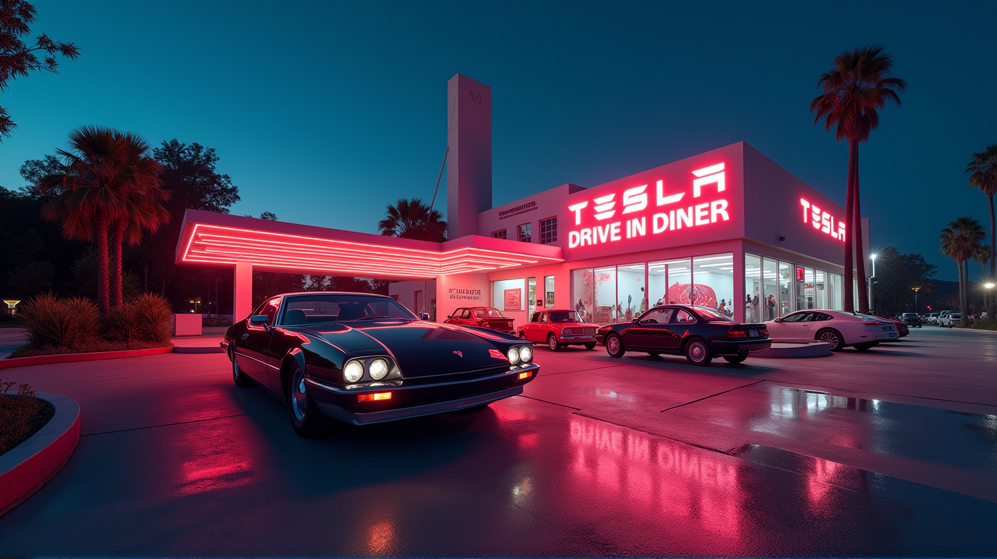 Le Ciné-Drive de Tesla à Hollywood : Une Fusion Futuriste de Gastronomie et Divertissement