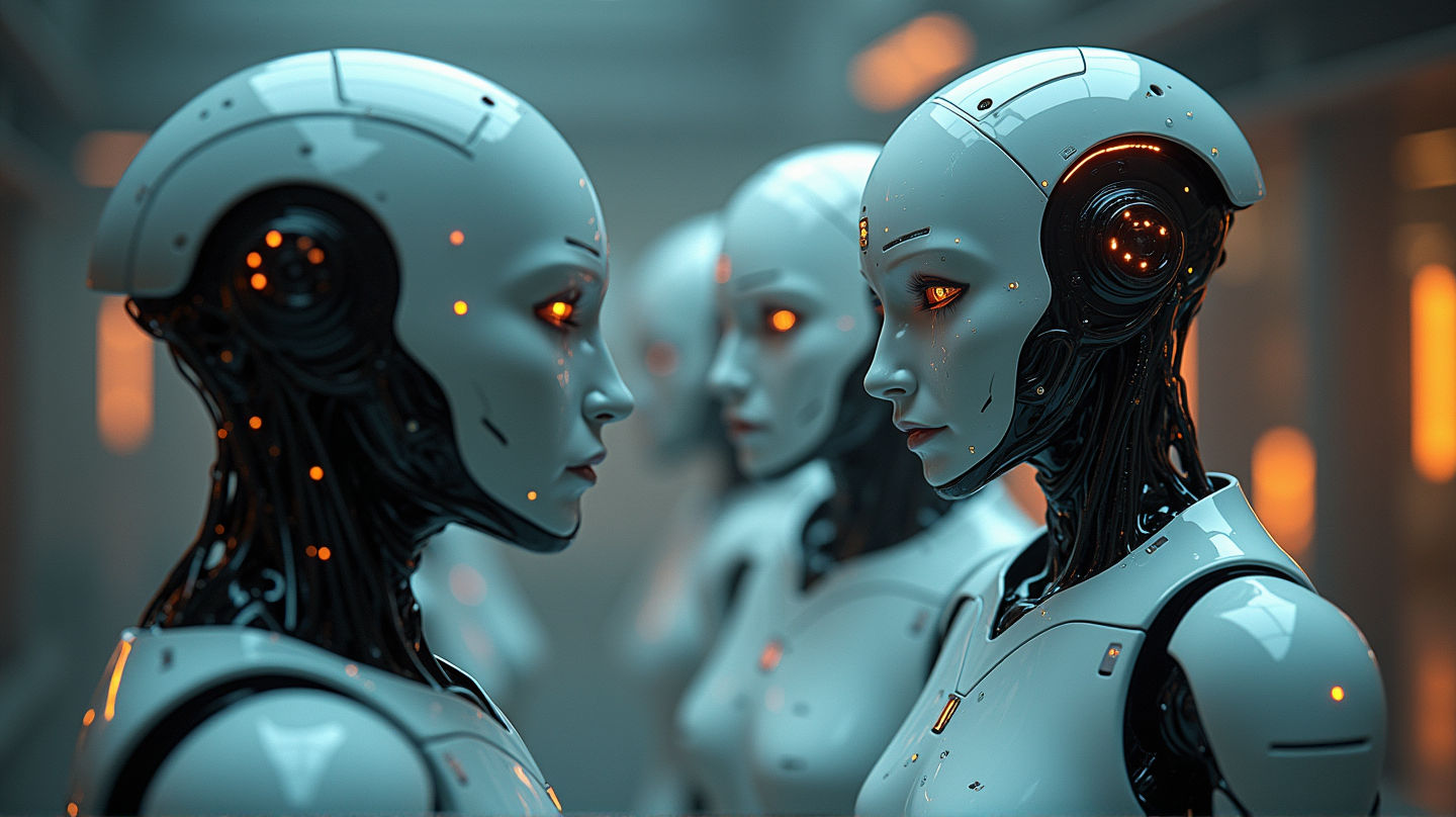 Deux Robots Contemplent l'Étrange Héritage des Humains